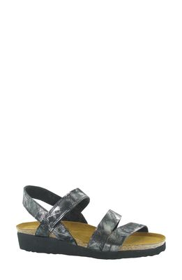 Naot 'Kayla' Sandal in Metallic Onyx Leather