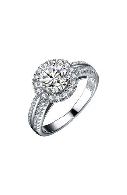 Genevive Cubic Zirconia Halo Ring in White