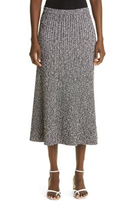 St. John Collection Rib Tweed Midi Skirt in Black