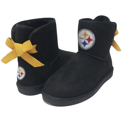Women's Cuce Pittsburgh Steelers Low Team Ribbon Boots in Black