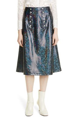 Batsheva Suffrage Holographic A-Line Skirt in Galaxy