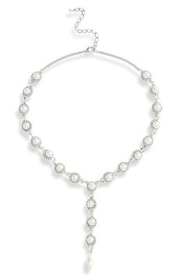 CRISTABELLE Crystal & Imitation Pearl Y-Necklace in Crystal/silver/pearl