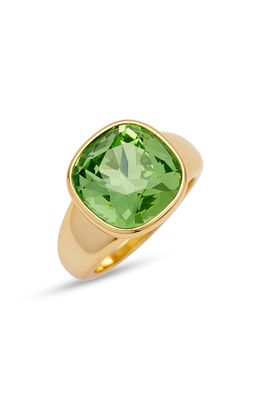 Short & Suite Square Crystal Statement Ring in Key Lime Green