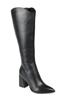 Journee Signature Laila Leather Boot in Black