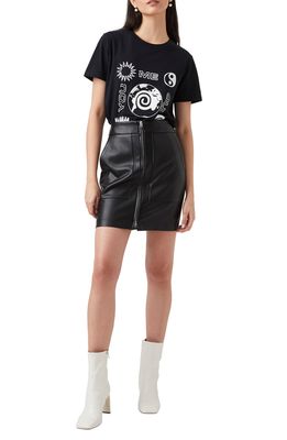 French Connection Crolenda Faux Leather Miniskirt in Black