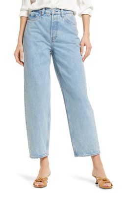 & Other Stories Major Cut Button Fly Crop Nonstretch Jeans in Snow Blue