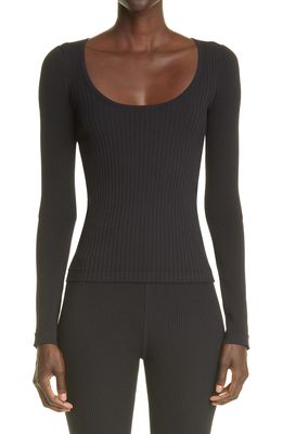 Maria McManus Rib Recycled Nylon Blend Fitted Top in Black