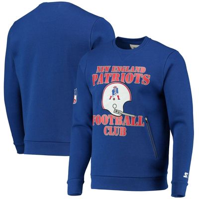 Men's Starter Royal New England Patriots Locker Room Throwback End Zone Pullover Sweatshirt