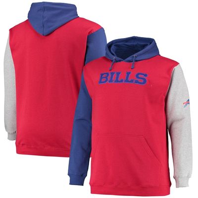 PROFILE Men's Royal/Red Buffalo Bills Big & Tall Pullover Hoodie