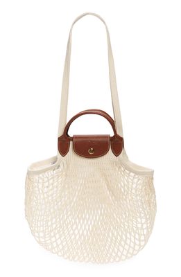 Longchamp Le Pliage Filet Knit Shoulder Bag in Ecru