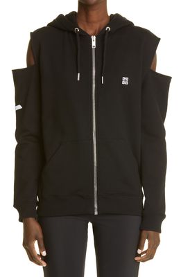 Givenchy Cutout Zip Cotton Hoodie in Black