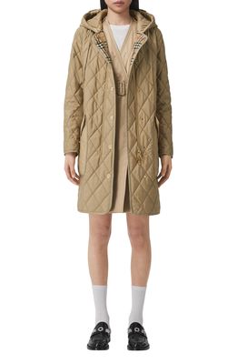Burberry Roxby Thermoregulated Quilted Coat in Archive Beige
