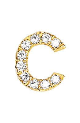 EF Collection Diamond Initial Stud Earring in 14K Yellow Gold/C