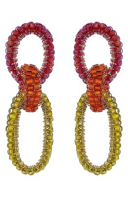 Lavish by Tricia Milaneze Beaded Link Drop Earrings in Red/Yellow