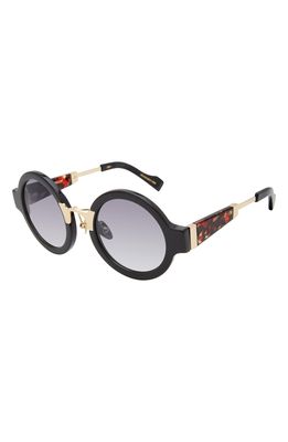 Coco and Breezy Pram 48mm Round Sunglasses in Blk-Red Marble/Grey Gradient