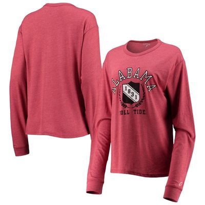 Women's League Collegiate Wear Heathered Crimson Alabama Crimson Tide Seal Victory Falls Oversized Tri-Blend Long Sleeve T-Shirt in Heather Maroon at