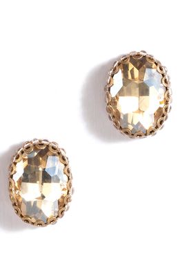 Deepa Gurnani Aria Oval Crystal Stud Earrings in Gold