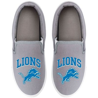 Women's FOCO Detroit Lions Big Logo Slip-On Sneakers in Gray