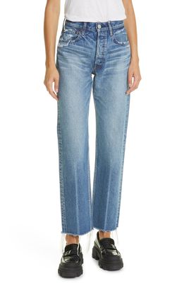 MOUSSY Ashley Wide Straight Leg Jeans in Blue