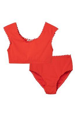Habitual Kids' Scallop Two-Piece Swimsuit in Red