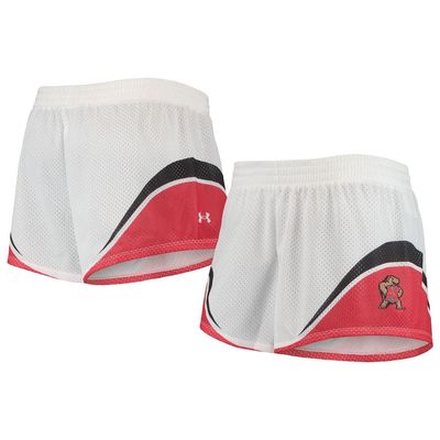 Women's Under Armour White/Red Maryland Terrapins Mesh Shorts