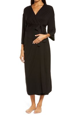 Nesting Olive Maternity/Nursing Robe in Black And Tan