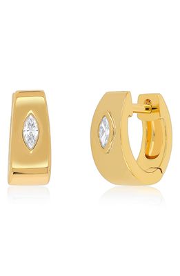 EF Collection Jumbo Diamond Huggie Hoop Earrings in Yellow Gold