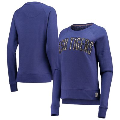 Women's Pressbox Purple LSU Tigers Dallas Animal Print Raglan Pullover Sweatshirt