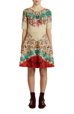 Etro San Diego Dip Dye Floral Jacquard Sweater Dress in Multicolor
