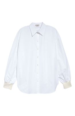 Alexander McQueen Cocoon Cotton Blouse in Optical White