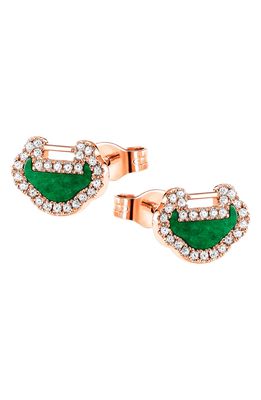 Qeelin Petite Yu Yi Jade & Diamond Stud Earrings in Rose Gold