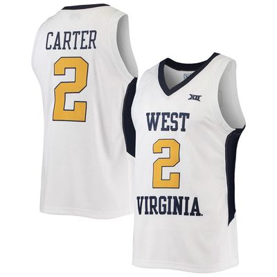 Men's Original Retro Brand Jevon Carter White West Virginia Mountaineers Commemorative Classic Basketball Jersey