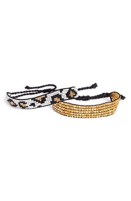 Ayounik Animal Print & Talesh Bead Bracelet Set in Gold