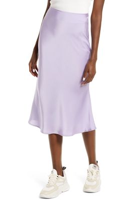 Amy Lynn Bias Cut Satin Slip Skirt in Lilac