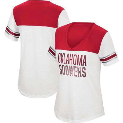 Women's Top of the World White/Crimson Oklahoma Sooners Good Sport V-Neck T-Shirt