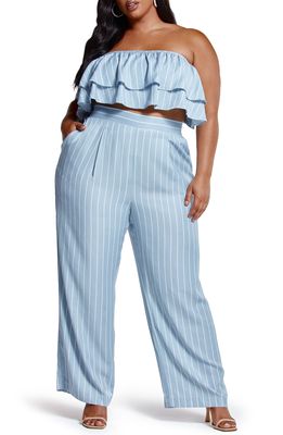 Fashion to Figure High Waist Stripe Flare Pants in Blue
