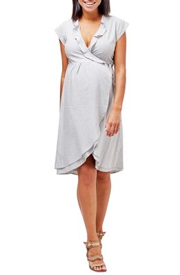 Nom Maternity Marina Maternity/Nursing Wrap Dress in Microstripe