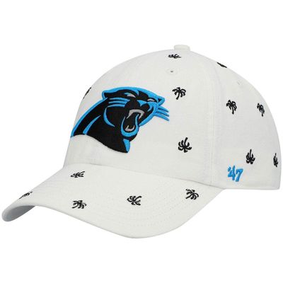 Women's '47 White Carolina Panthers Team Confetti Clean Up Adjustable Hat