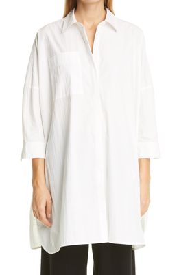 Oversize Cotton Blend Shirt in White