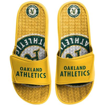 Men's FOCO Oakland Athletics Wordmark Gel Slide Sandals in Green