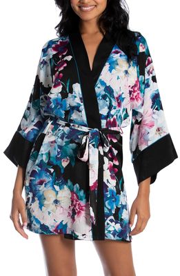 In Bloom by Jonquil Shimmer Floral Print Satin Wrap in Blue