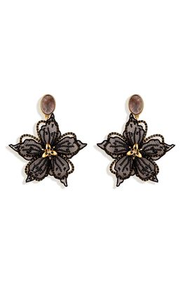 Mignonne Gavigan Iris Floral Drop Earrings in Black