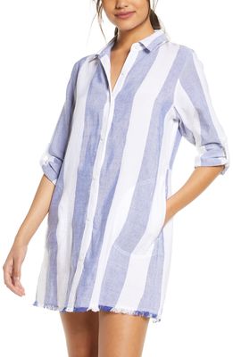 Tommy Bahama Rugby Beach Stripe Cover-Up Tunic Shirt in White