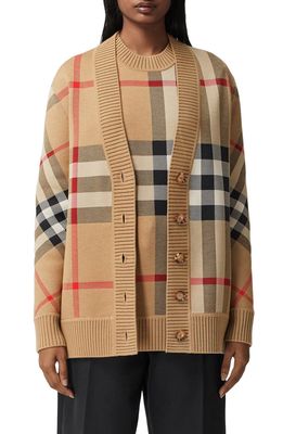 Burberry Caragh Check Jacquard Cardigan in Archive Beige