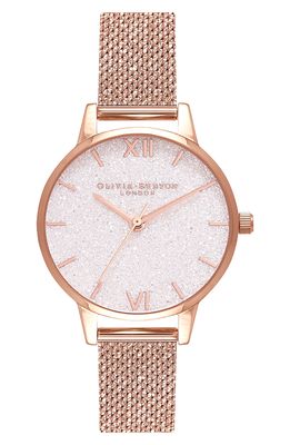 Olivia Burton Classics Glitter Mesh Strap Watch