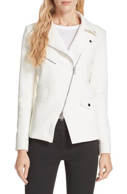 Veronica Beard Hadley Neoprene Moto Jacket in White