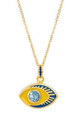 NeverNoT Life in Color Topaz Eye Pendant Necklace in Blue