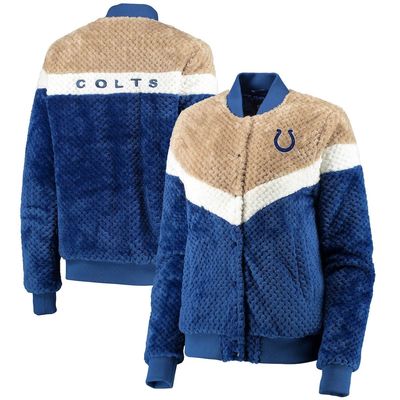 Women's G-III 4Her by Carl Banks Royal/Cream Indianapolis Colts Riot Squad Sherpa Full-Snap Jacket