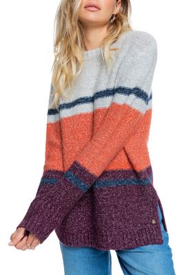 Roxy Back to Essentials Stripe Crewneck Sweater in Nnb0-Ginger Spice