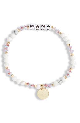 Little Words Project Mama Beaded Stretch Bracelet in Creampuff/White